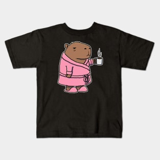 Capybara Coffee Bath Robe Kids T-Shirt